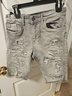 Jordan Craig Boys Distressed Grey Denim Shorts